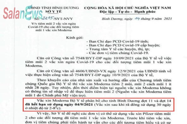 Thực hư việc Bình Dương để 149.000 liều vắc xin Moderna hết hạn?