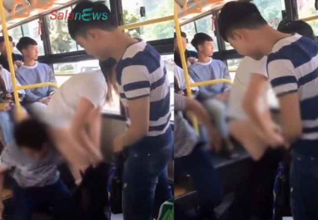 Xe bus phanh ɢấρ, nam thanh niên bỗng “tụt váy” cô ɢάι đứng trước khiến cả xe bus được phen hú hồn