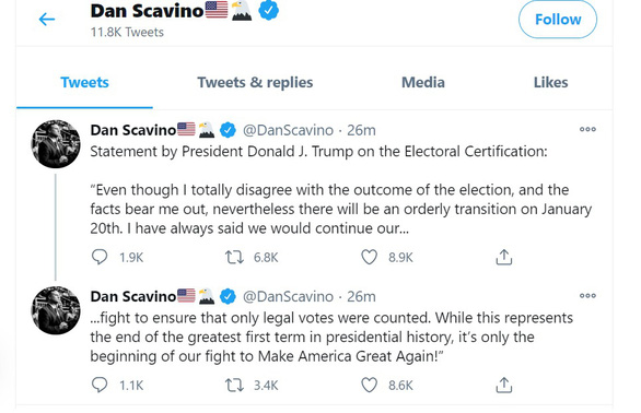 Ông Trump cam kết chuyển giao quyền lực một cách trật tự