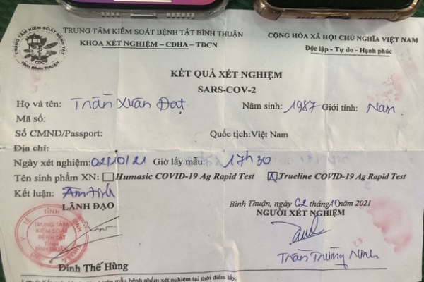 Công an Phan Thiết kêu gọi người dân giao nộp lại giấy xét nghiệm COVID-19 giả